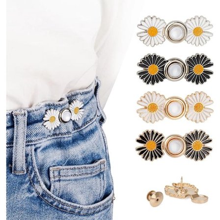 4-delt sett for midjestramming, jeansforkorterkrok, uttrekkbar knapp, justerbart tusenfrydmønster