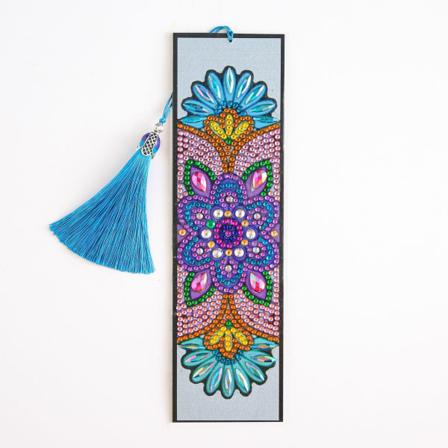 DIY Mandala Kukka Muoto Timanttimaalattu Nahkainen Kirjanmerkki Tassel Kirjanmerkki, Tyyli 3