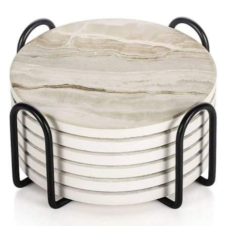 6stk runde glasunderlag Absorberende glassunderlag