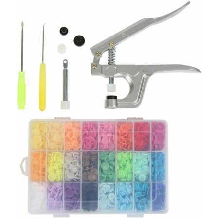 Trykknapper i regnbuefarger, sett med trykknapptang for håndverk og søm, materialer av profesjonell kvalitet for tøybleier og håndklær