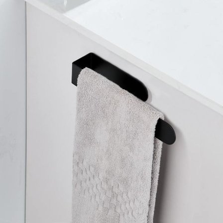 1 svart - 21cm - Självhäftande handdukshållare i rostfritt stål för badrum och kök