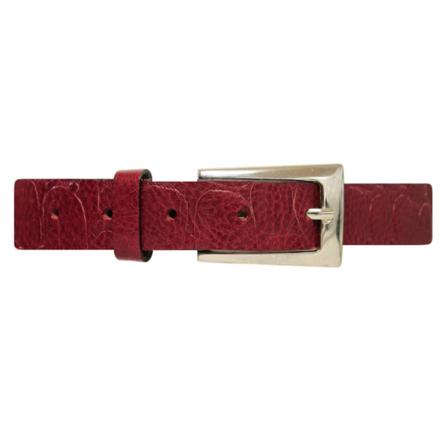Vinrött 25mm crocco damskärp i kalvläder 105 cm (midjemått)
