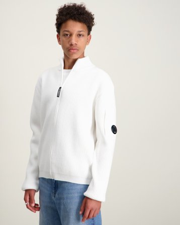 C.P. Company TRICOT WITH ZIP Hvit Genser Gutt - Kids Brand Store