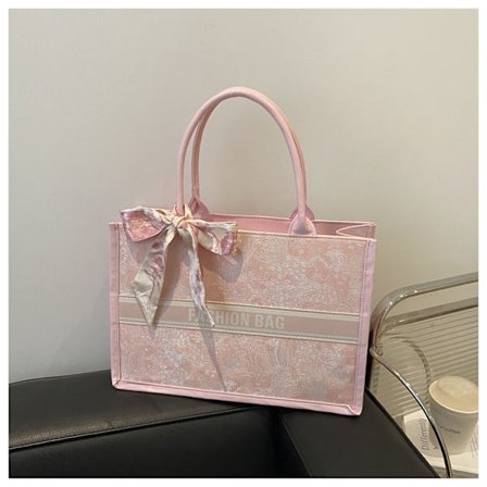 2025 ny enkel skulderveske tote bag silkeskjerf sløyfe moteriktig pendling stor kapasitet fritid dame