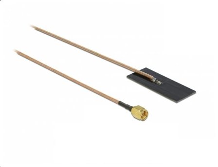 Delock WLAN 802.11 ac/ax/a/h/b/g/n Antenna SMA plug 0.5 - 1.2 dBi RG-178 1 m PCB internal self adhesive - antenne