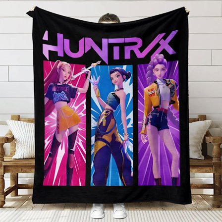 Huntrix K-Pop Trykt Teppe | Flanellspledd for Sofa & Seng (Anime Tema)]SNT065]150+130cm SNT065 SNT065-FX-