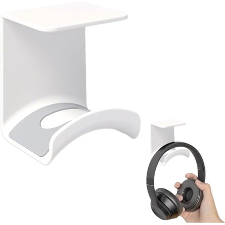 Hörlursställ, Vit Hörlurshållare Öronproppskrok Headset Ställhållare med [Starkt Lim] för Spelhörlurar, Kablar och Spelkontroll