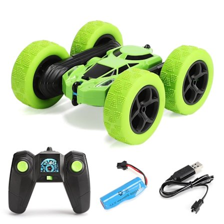Fjernstyrt Stuntbil 360 Flip Dual Fargelys 50m Rekkevidde 2.4Ghz RC Leke Grønn