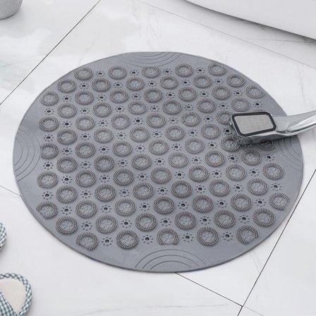 (Grå, 30 x 30 cm) PVC Rund Massagebadmatta Halkskyddad Duschmatta