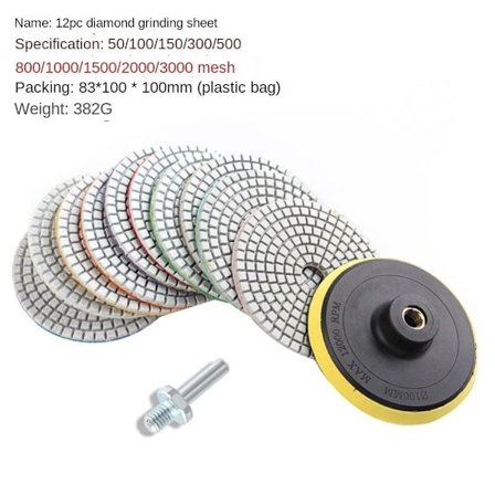 12 kpl Diamond Polishing Pads Kit -hiomalevysarja , set /kuiva