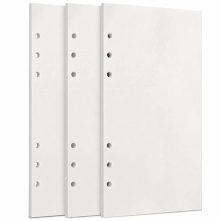 A6 Refillpapir, 3-pakning 100GSM tykt refillpapir 6, 135 ark (270 sider) for 6-rings perm Journal Notebook - Blankt papir