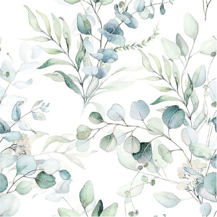 Aftagelig Tapet Grøn/Hvid Eukalyptus Blad Blomster Vægdekoration Hjem Børneværelse Boho Indretning 45 cm X 3 m - Perfekt