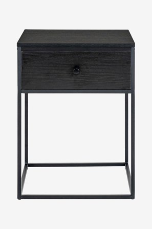 House Nordic - Sängbord med 1 låda Vita - Svart - Sängbord - Från Homeroom