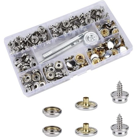 Pakke med 50 marine trykknapper i rustfrit stål med 2 installationsværktøjer (10 mm), trykknapper, presenningstrykknapper, metal trykknapper, 