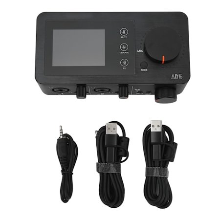 AD5 Ljudgränssnitt Ljudkort Multifunktion Dubbel XLR 6,35 mm med LCD-skärm Professionellt Ljudkort för Live