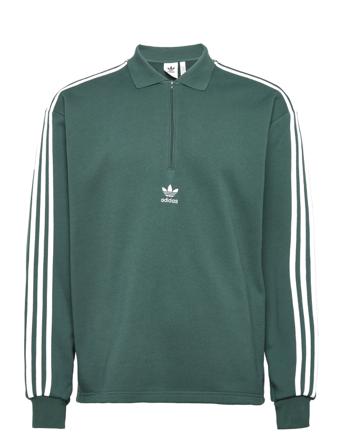 Adicolor 3-Stripes Long Sleeve Polo Sweatshirt Sweatshirt Trøje Grøn Adidas Originals