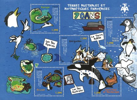 Fransk Antarktis - TAAF 75 år - Postfrisk miniark