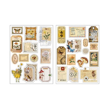 2 ark med planleggerklistremer, vintage, med høy klebeevne, for DIY-dekorasjon, notatbok, utklippsbok, bærbar PC, gul