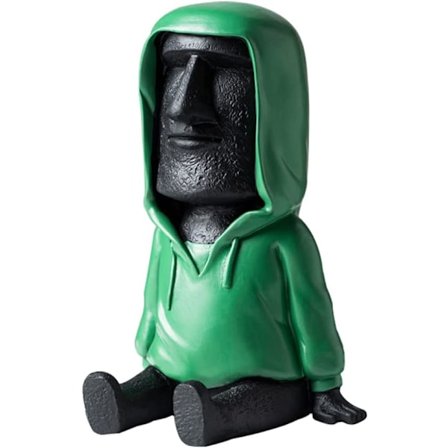 Påskeøen Moai Statue Dekoration med Smartphone Stativ, Retro Figur