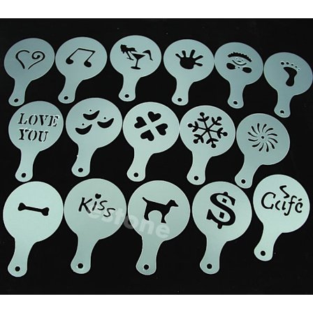 16 stk for kreative kaffesjablonger mal Strew Pad Duster Spray Art