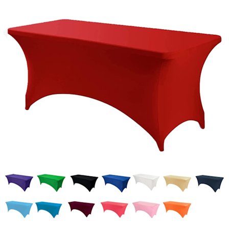 6ft Spandex monterad bordsduk, tvättbar rektangulär stretch bänkduk för bankett, bröllopsfest helgdagsevenemang