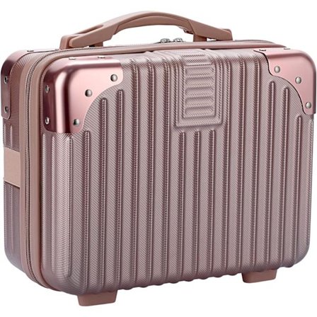 Sminkekoffert for reise, hardt skall, kosmetisk organiseringsveske med elastisk bånd, gull og rosa