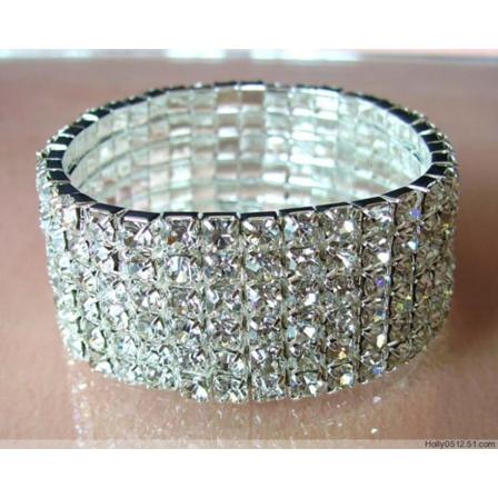 Strassarmband 6rad, Töjbart Silver