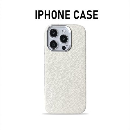 Fodral för iPhone 16ProMAX Vit Magnetisk Full-Body läder Pebbled