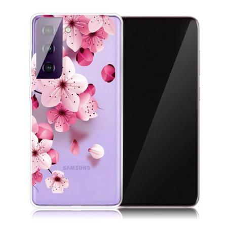 Deco Samsung Galaxy S21 etui - rød blomster Pink