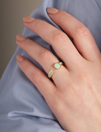 Design Letters Rainbow Dot Ring - Green - ONE SIZE