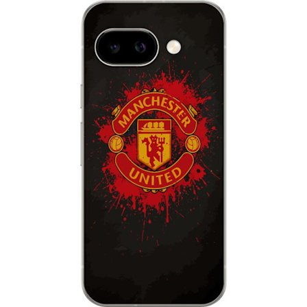 Kompatibelt Mobildeksel til Google Google Pixel 9a Manchester United logo i rød og gul farge med røff sportslig bakgrunn