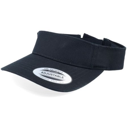 Yupoong - Svart visor Keps - Curved Black Visor @ Hatstore