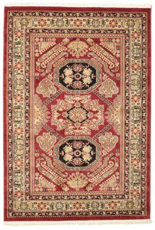Kazak Mirvan 140X200 Klein Rood/Beige Vloerkleed