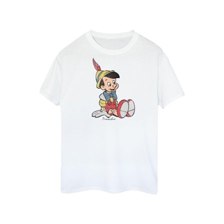 Pinocchio Dam/Damer Klassisk Bomull Boyfriend T-shirt L Vit