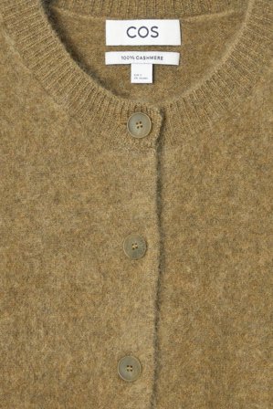 COS Women's Brushed-Cashmere Crew-Neck Cardigan in Brown