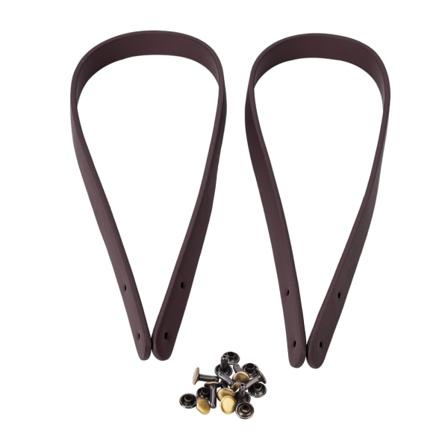 2 stk taske håndstrop split læder DIY håndlavet håndtaske dele med 8 sæt bronze nitter (brune)