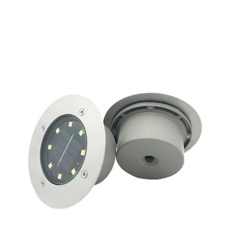 2 stk. 8 LED indbyggede solcellelamper i støbt aluminium til haven, villaen, vandtætte udendørs dekorative jordlamper, nedgravede lamper, plænelamper