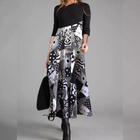 Kvinnor Vintage Maxiklänningar Sfloral Print Swing V Neck Lång Klänning