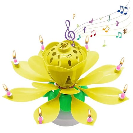 Musical Candle Flower Creative Rotating Birthday Candle LED Festive Electric Visual Effect Solid Paraffin Unique Singing Candles