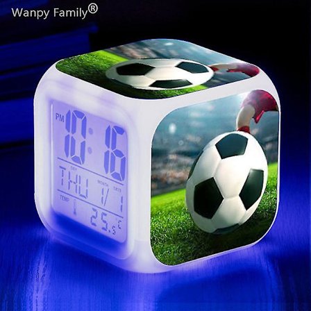 Fotbollsmatch Fotboll Väckarklocka Barnrum Dekorera docka 7 färg Glödande små nattlampor Skrivbordsklockor Presenter till barn