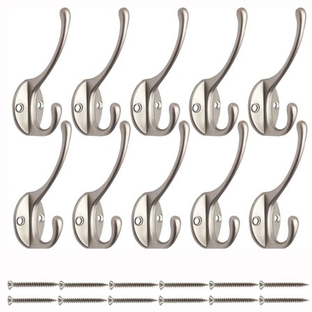 10 st Vintage väggmonterade klädkrokar i metall, retrohattkrokar (inkluderar skruvar) 102 mm