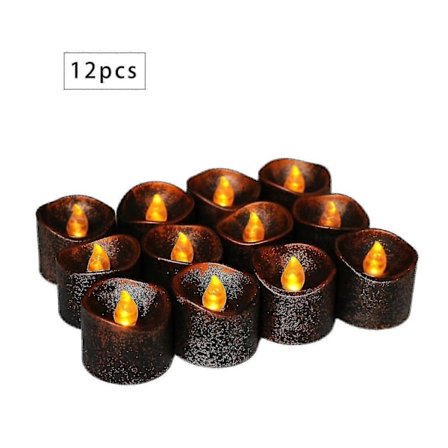 Förpackning med 12 LED-ljus CR2032-batterier Doftfria ljus Flimrande Klar Flamlös Värmeljus