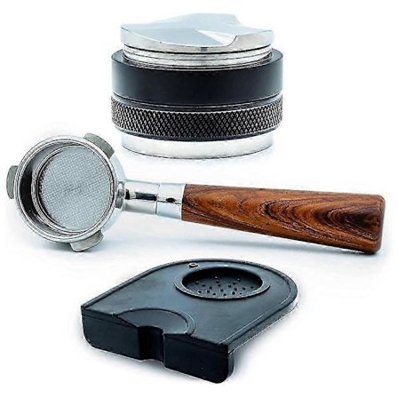 Kaffe | 54 mm bunnløs portafilter + 53 mm kaffedistributør og -tamper + tampematte kompatibel med t