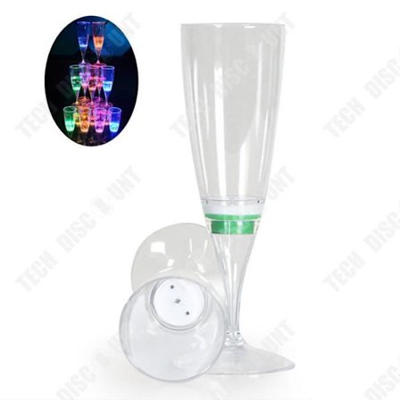 LED Champagneglas i Multifarver - TECH DISCOUNT - Sæt af 6 - 150 ml - Økologiske - Cylindrisk