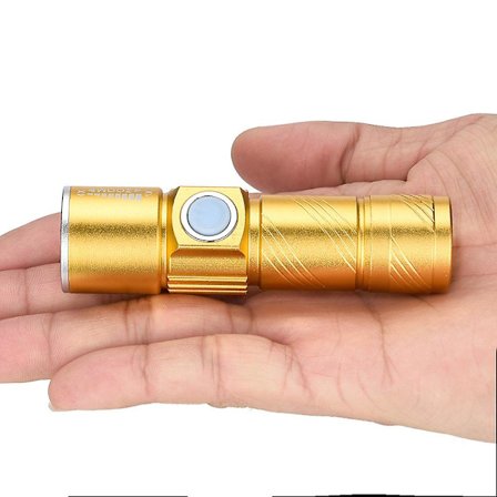 USB Genopladelig Cykellygte LED Cykel + Holder (Guld)