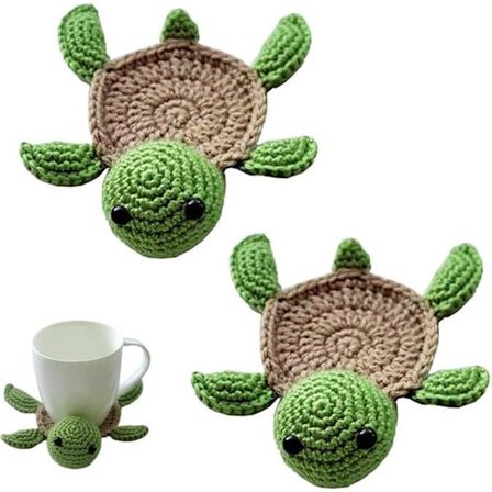 Coasters - Round - Coasters for Glasses - Coffee & Tea Coasters - Gift - Turtle - Sustainable