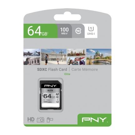 PNY Elite - flashminnekort - 64 GB - SDXC UHS-I