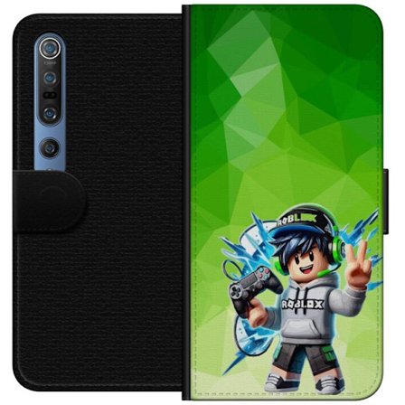 Kompatibelt Lommeboketui til Xiaomi Mi 10 Pro 5G Roblox-inspirert gamerfigur med headset, håndkontroll og energiske effekter mot grønn bakgrunn