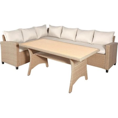 KAPAS puutarhakalusteet - 5 hengelle - Teräs ja kudottu hartsi - Beige