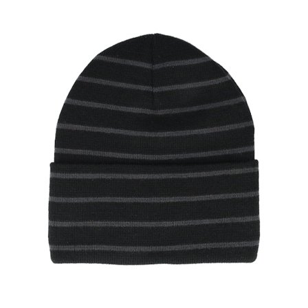 Beechfield - Noir cuff Bonnet - Black/Graphite Grey Deep Striped Cuff @ Hatstore
